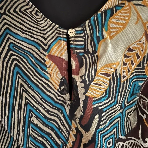 Y2K DSTUDIO 100% Silk Fairy Grunge Slip Dress Abstract Geo Indie Boho | Size 10 - Picture 6 of 14